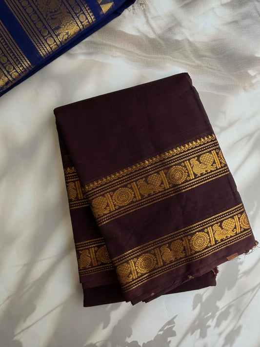 Kanchi cotton saree brown