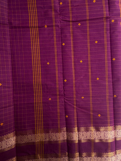 Kanchi cotton saree with kattam & butta weaves