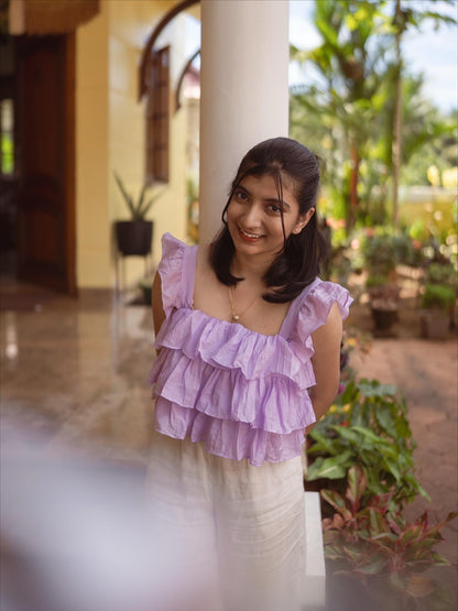 Sleeveless Ruffle top lavender