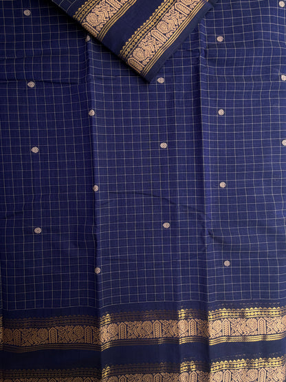 Kanchi cotton saree with kattam & butta weaves