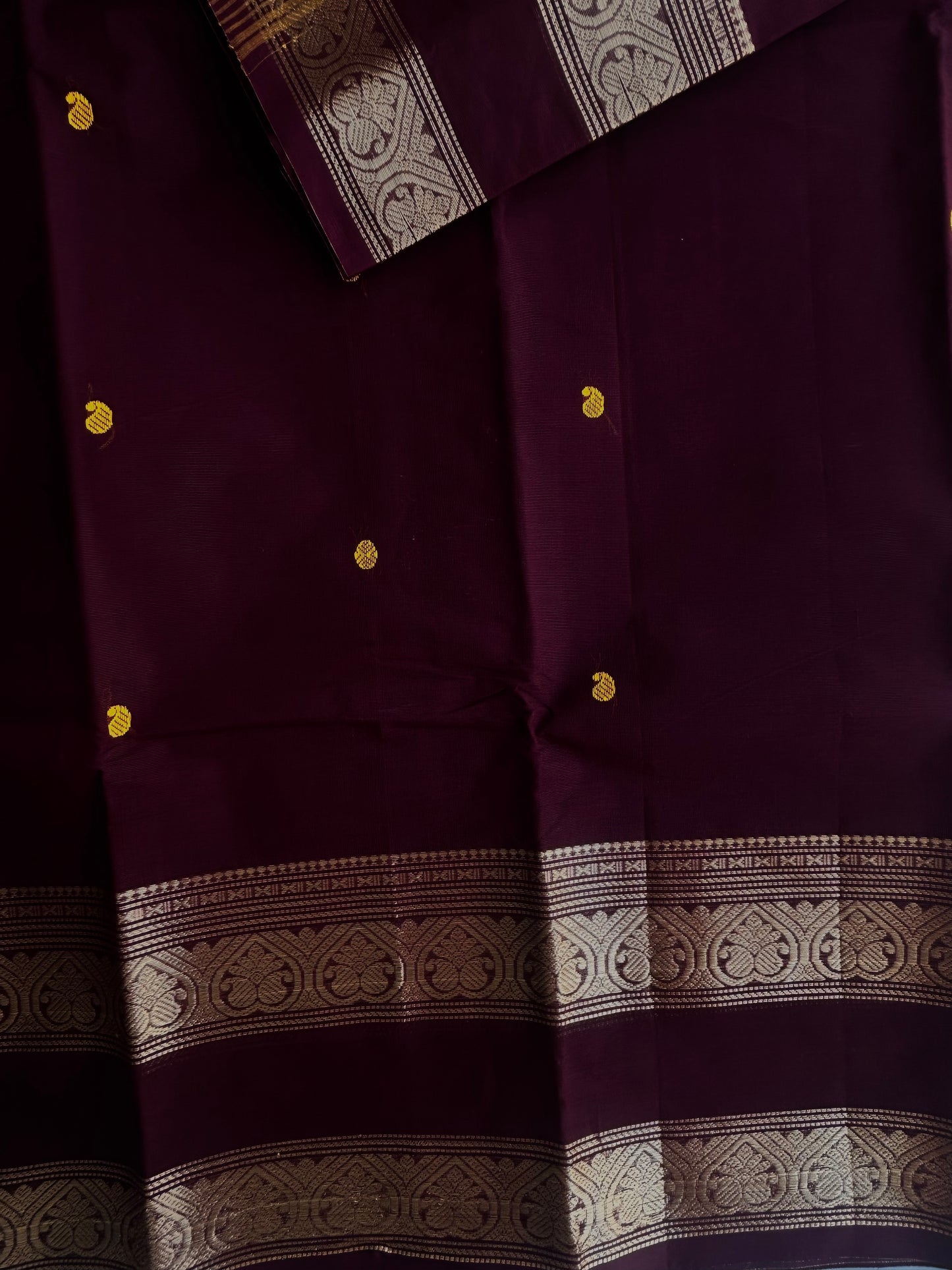 Kanchi cotton saree with butta weaves - brown