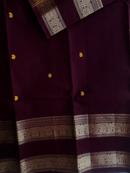 Kanchi cotton saree with butta weaves - brown