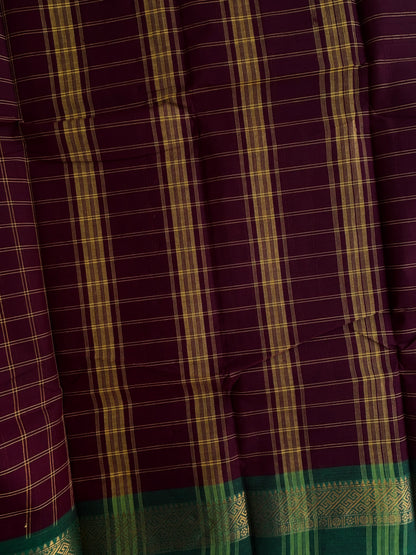 Kanchi cotton saree in kattam pattern