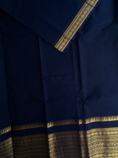 Kanchi cotton saree with zari border dark blue