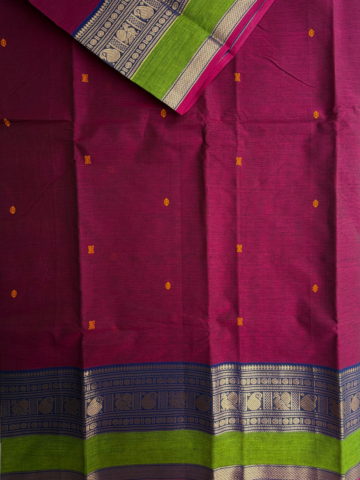 Kanchi cotton saree with butta weaves