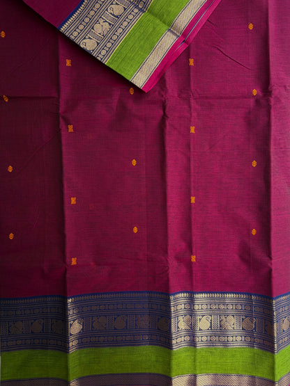 Kanchi cotton saree with butta weaves