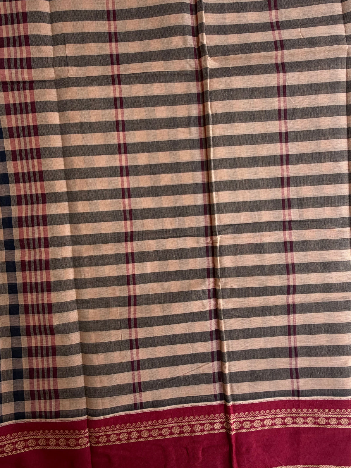 Kanchi cotton saree with kattam weaves
