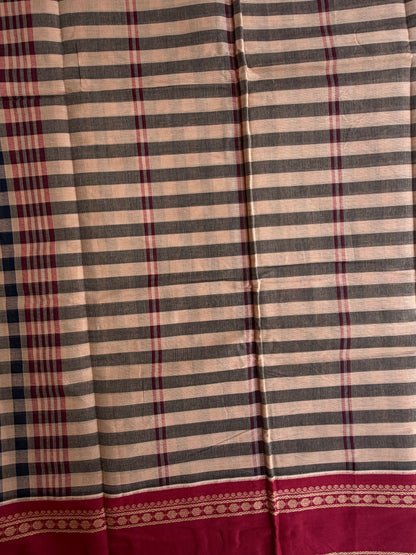 Kanchi cotton saree with kattam weaves