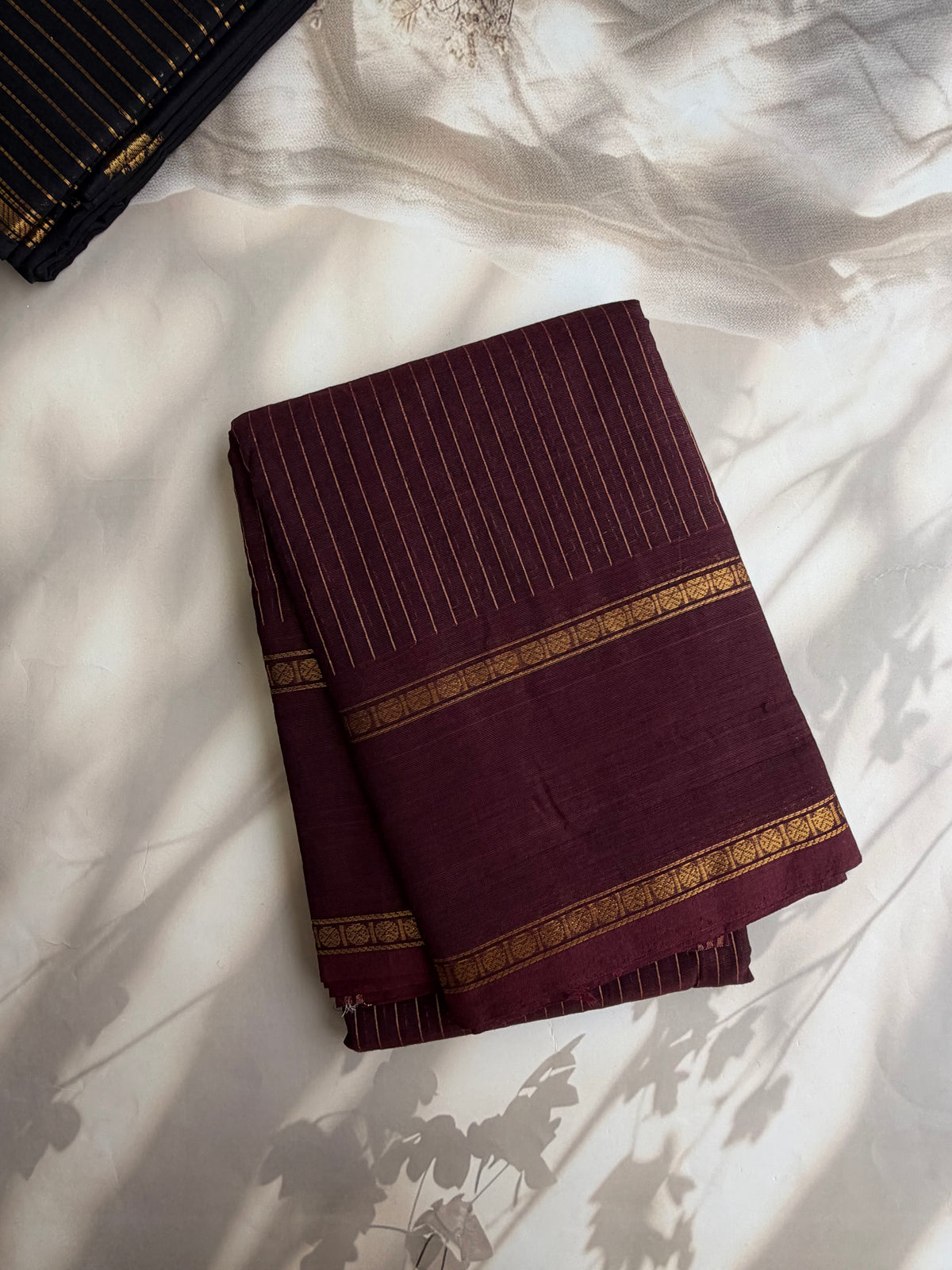 Kanchi cotton saree with Vairaoosi weaves - brown