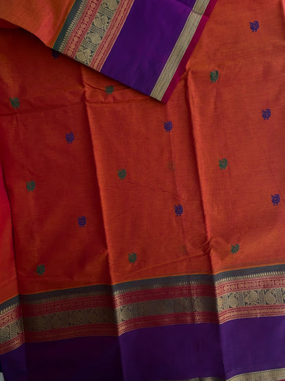 Kanchi cotton with annam zari butta weaves & grand pallu