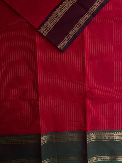 Kanchi cotton saree with korvai Ganga jamuna border