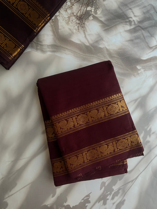 Kanchi cotton saree rustic maroon