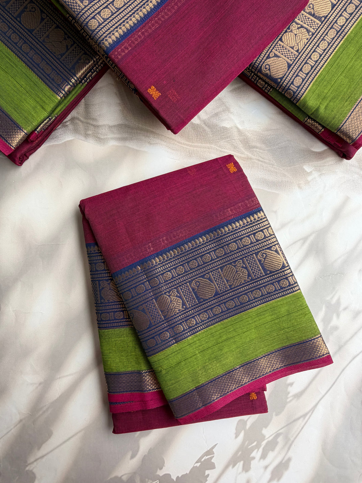 Kanchi cotton saree with butta weaves