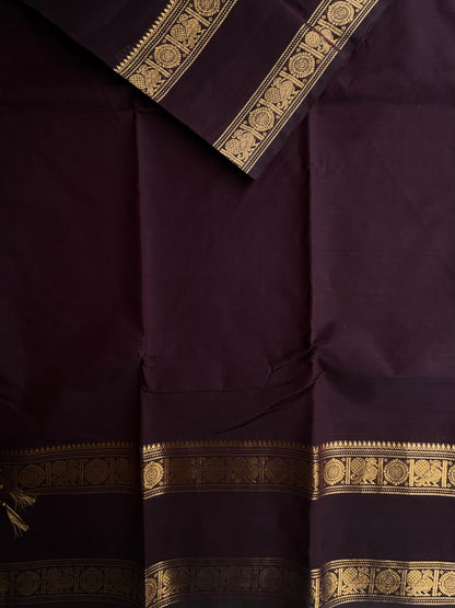 Kanchi cotton saree in zari weaves brown