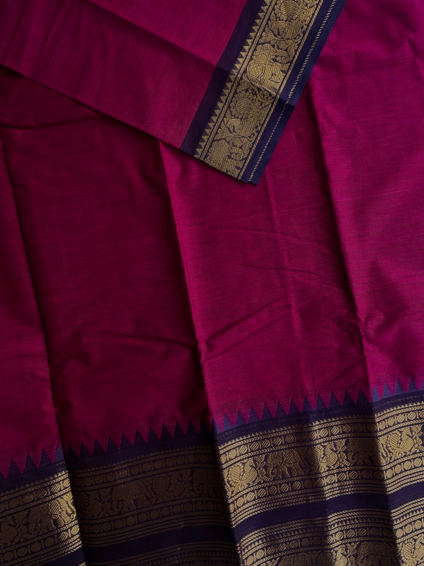 Kanchi cotton saree with rettapett border - pink
