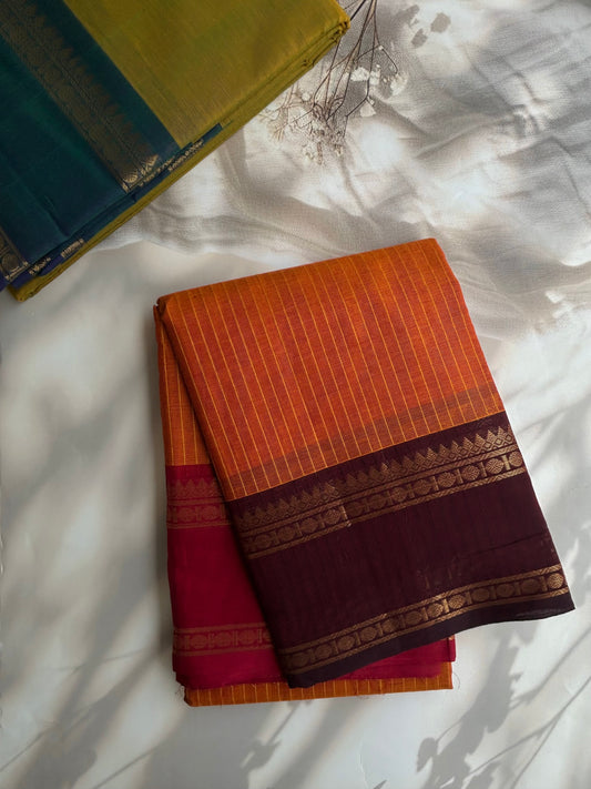 Kanchi cotton saree with Ganga jamuna border