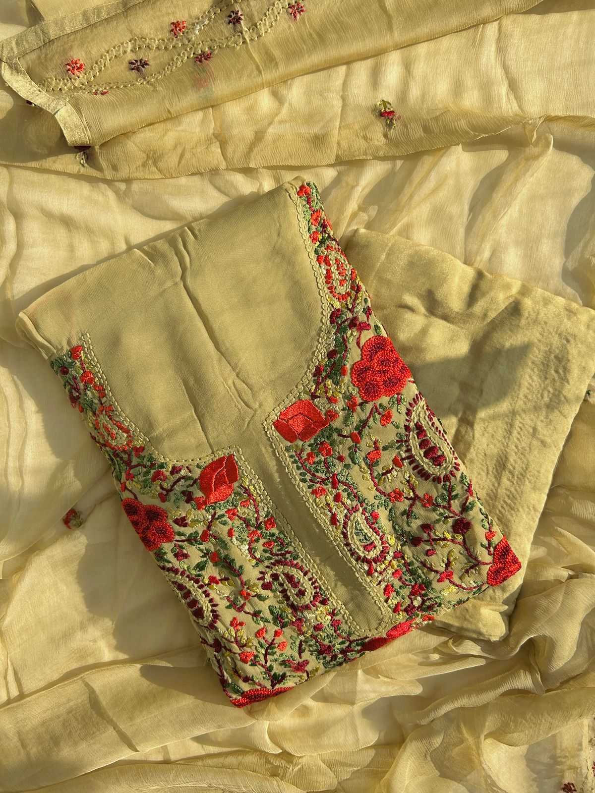 Georgette kantha embroidered set