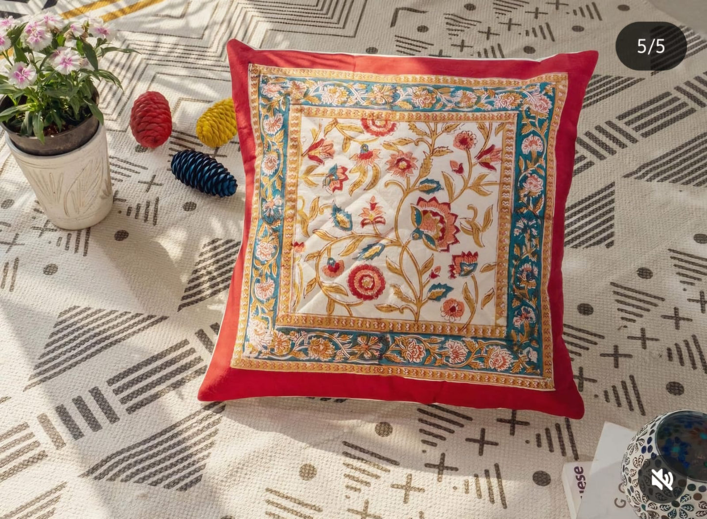 Block printed Quilted Cushion covers