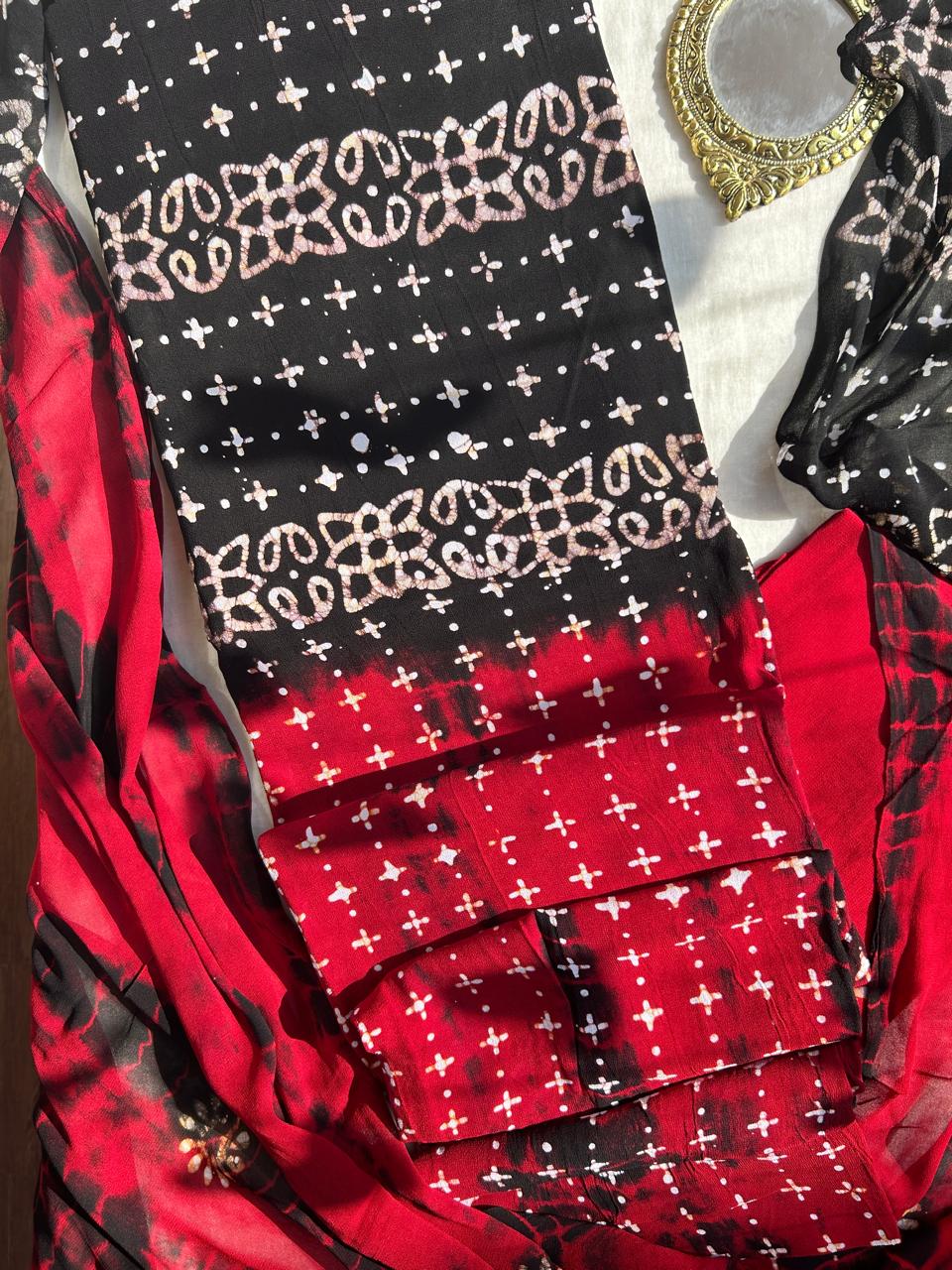 Georgette dress material sets in batik prints