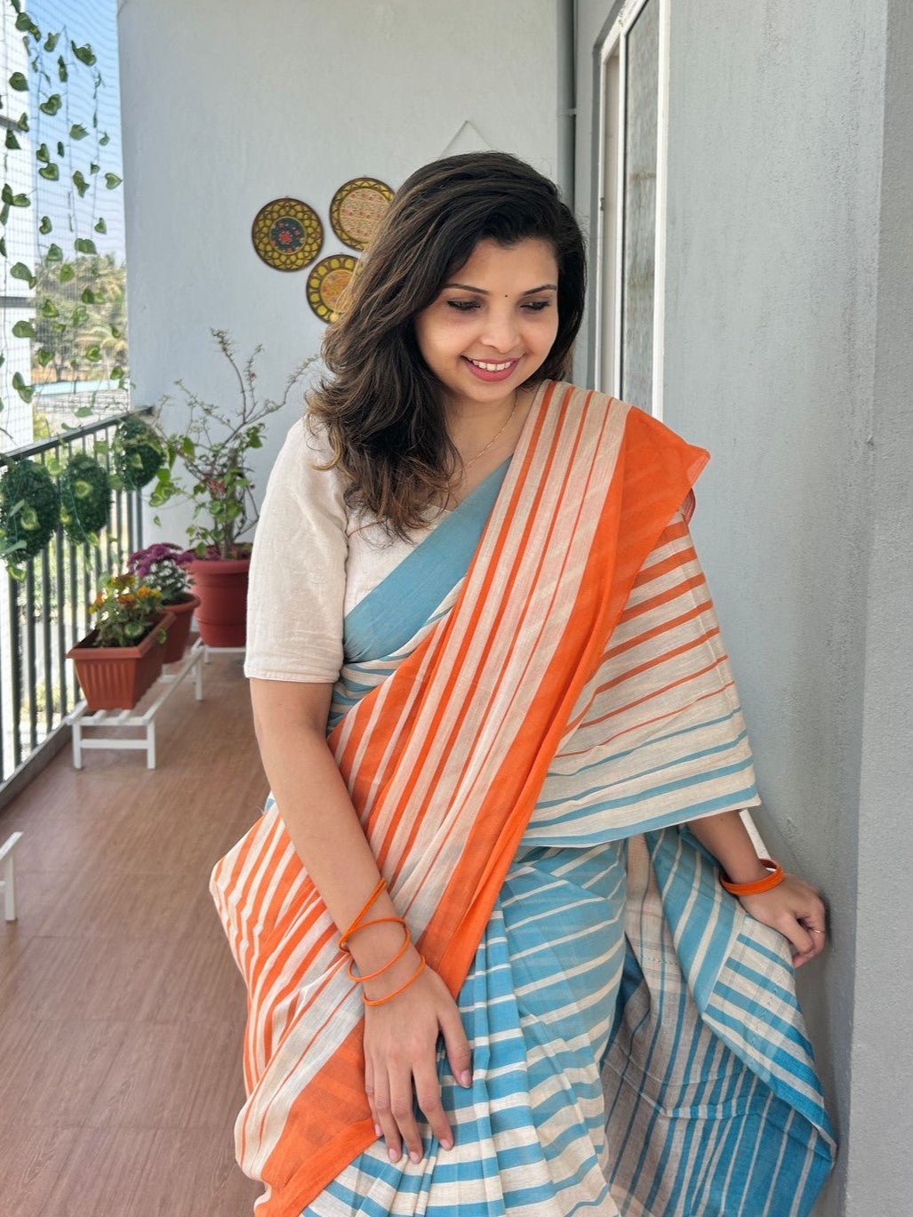 Dhaniakhali Khadi cotton saree