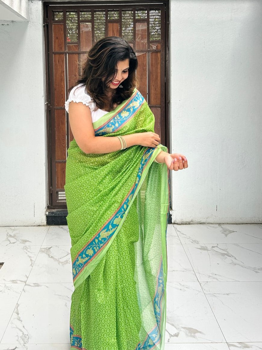 Printed Chanderi silk saree