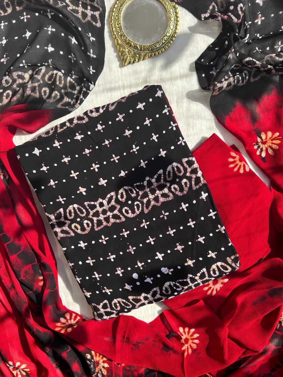 Georgette dress material sets in batik prints