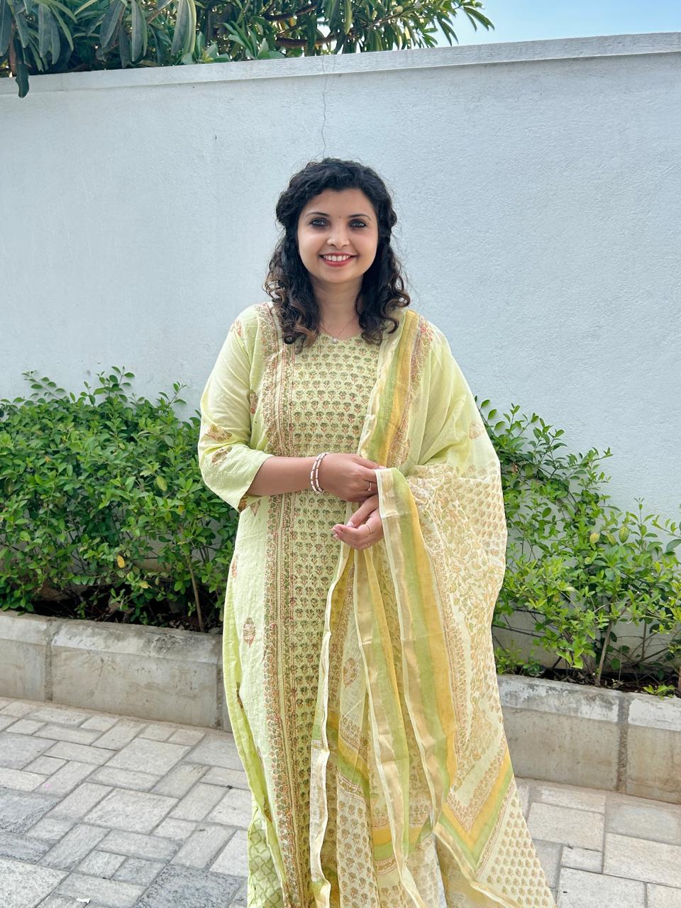Block printed Hakoba kurta set