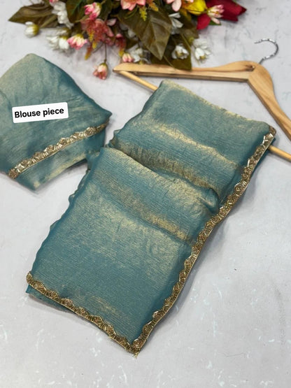 Chiffon dual tone shimmer saree