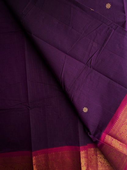 Kanchi cotton saree in zari butta weaves & grand pallu - purple