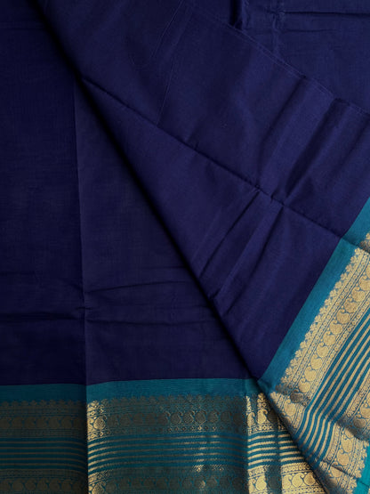 Kanchi cotton saree with zari weaves blue