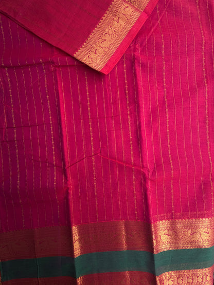 Kanchi Cotton saree with Vairaoosi weaves & grand pallu - pink