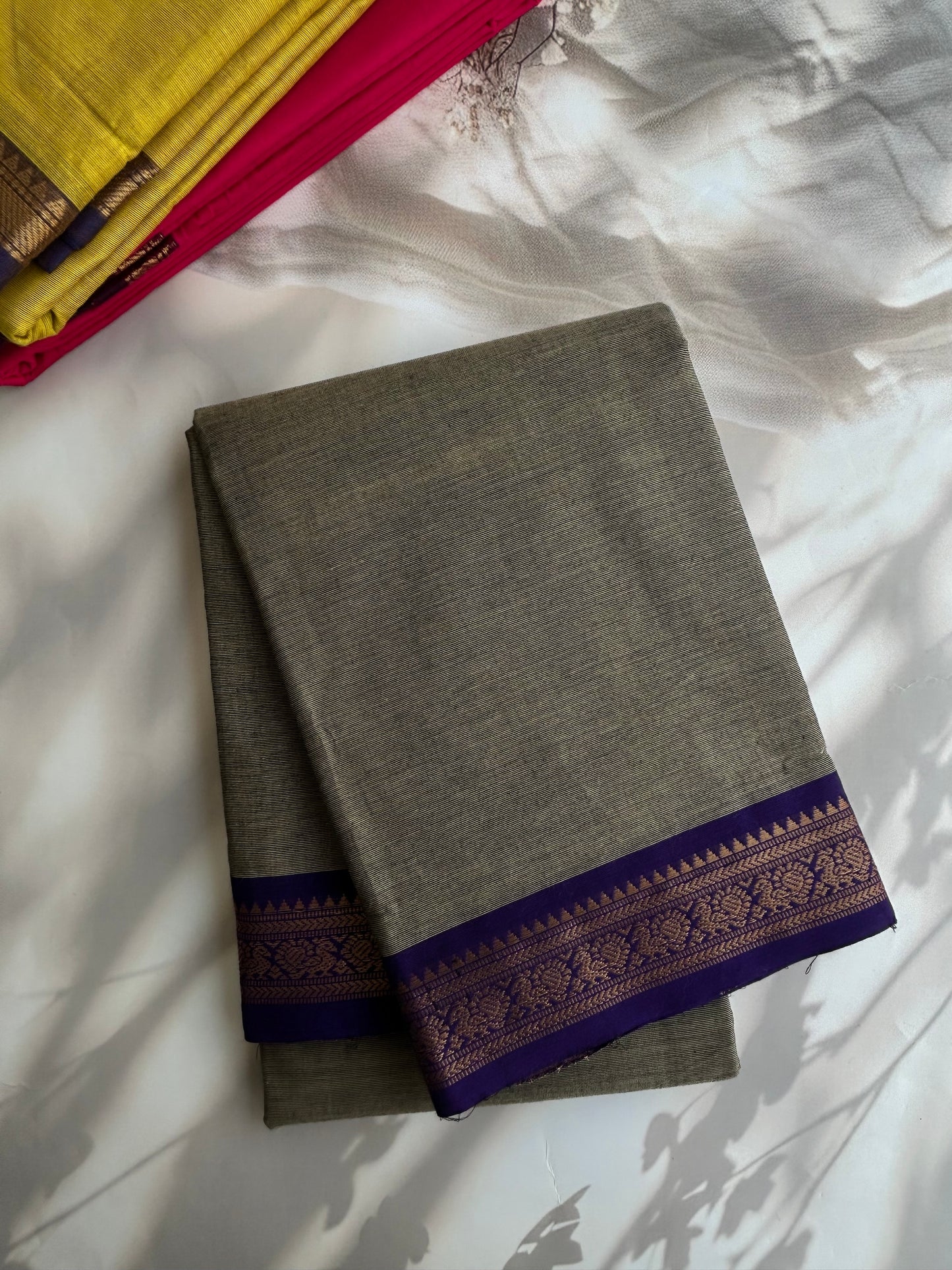 Kanchi cotton saree with contrast border