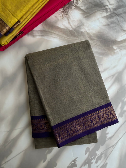 Kanchi cotton saree with contrast border
