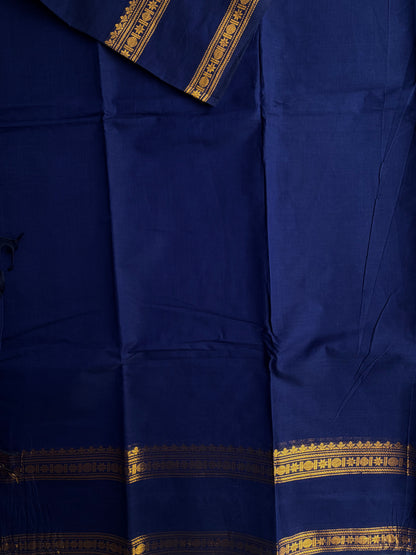 Kanchi cotton saree with zari border blue