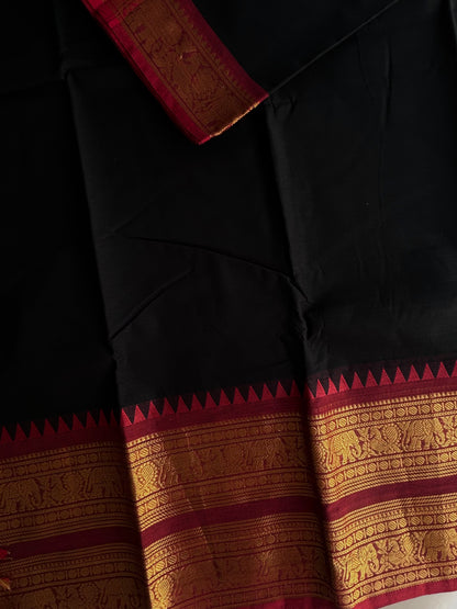 Kanchi cotton saree with rettapett border