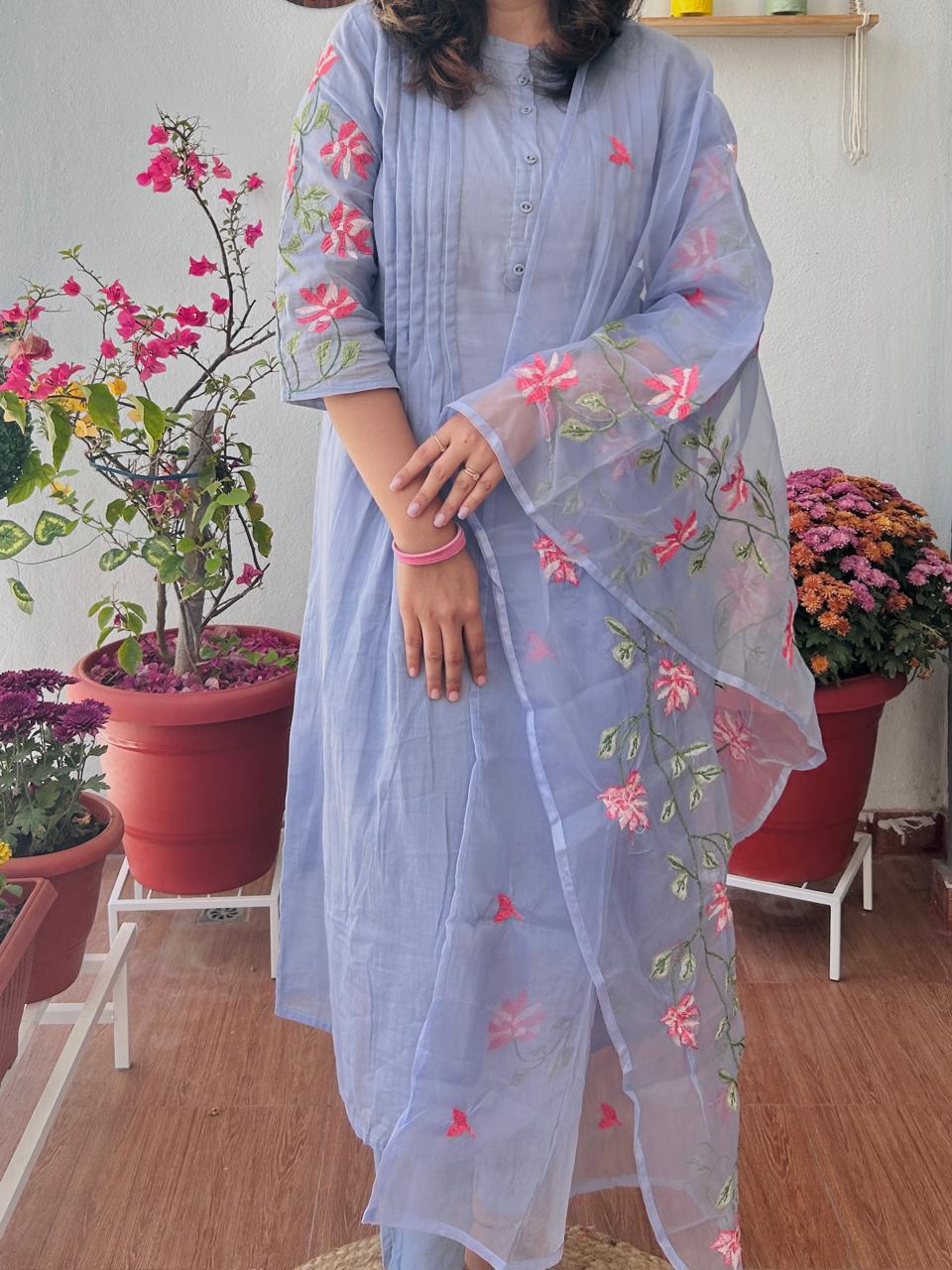 Embroidered Cotton Kurta set