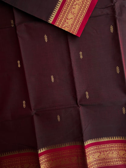 Kanchi cotton saree with butta weaves