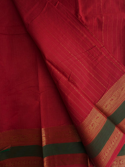 Kanchi cotton saree in Vairaoosi weaves & grand pallu red