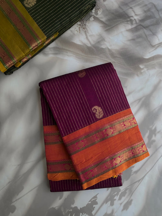 Kanchi cotton saree with Vairaoosi weaves pink