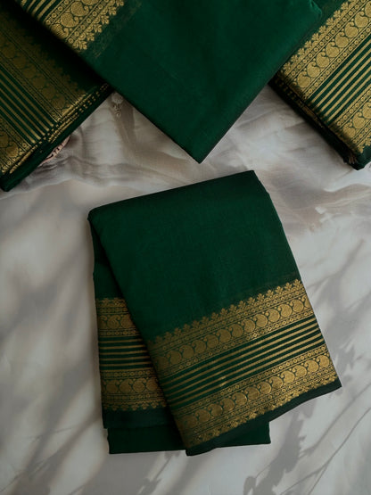 Kanchi cotton saree with zari weaves - Green