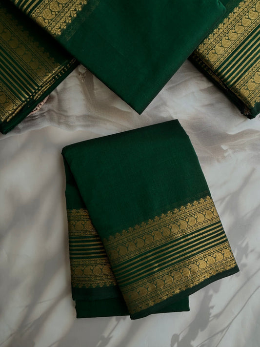 Kanchi cotton saree with zari weaves - Green