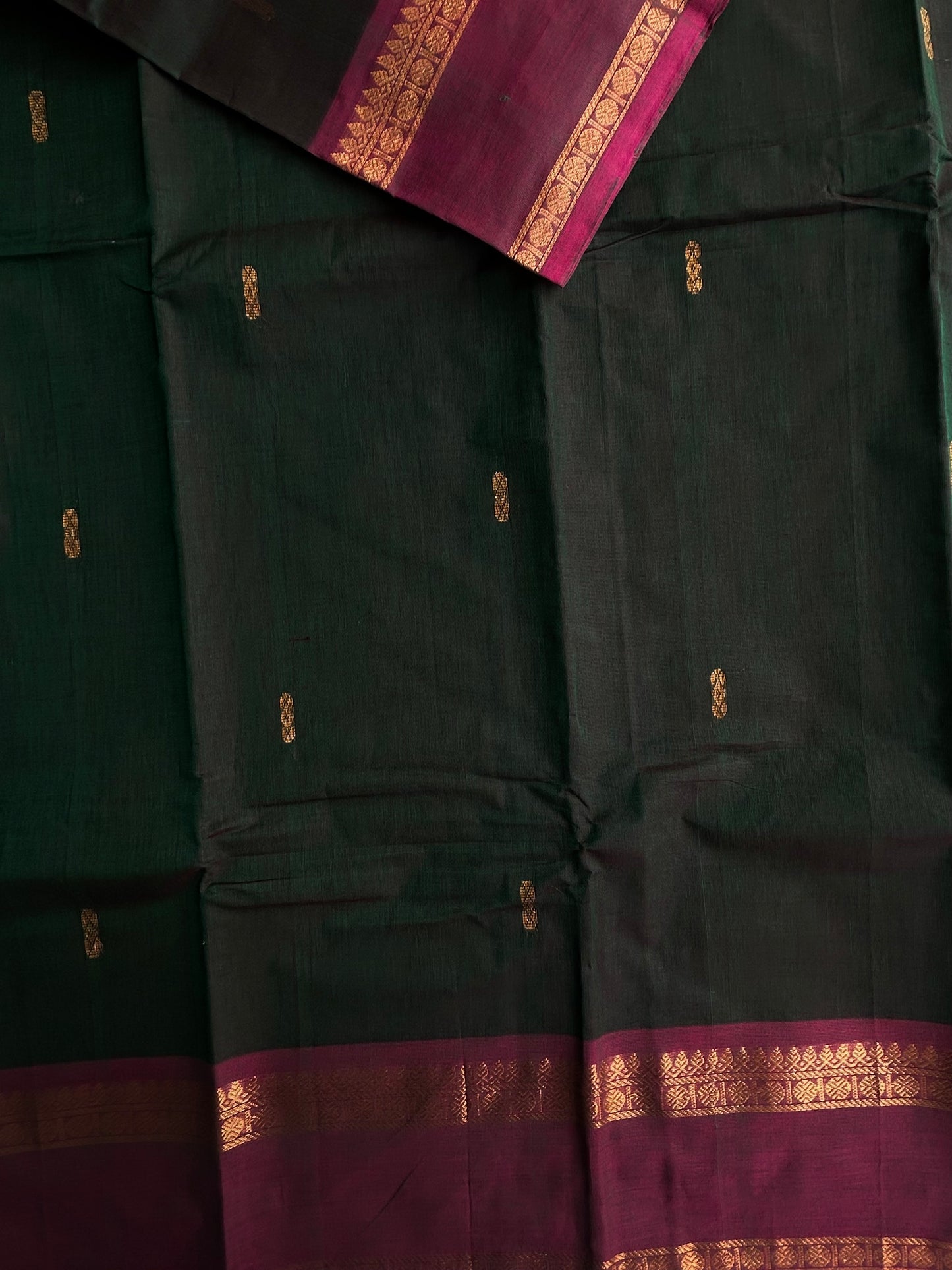 Kanchi cotton saree with zari butta weaves