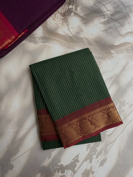 Kanchi cotton saree with Vairaoosi weaves