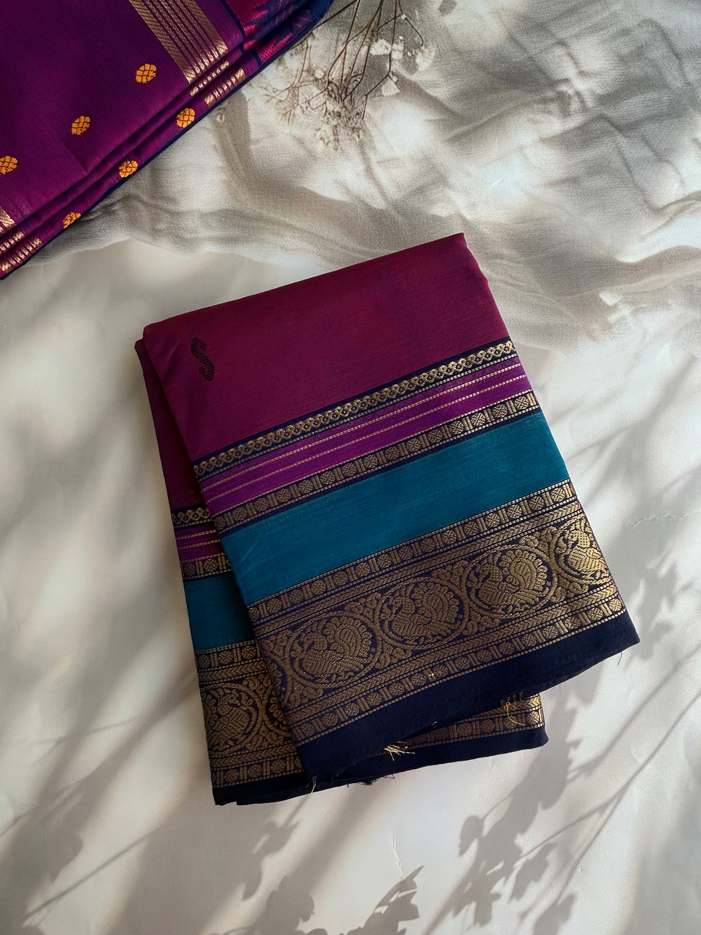 Kanchi cotton saree with butta weaves