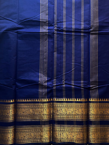 Kanchi cotton saree with rettapet border blue