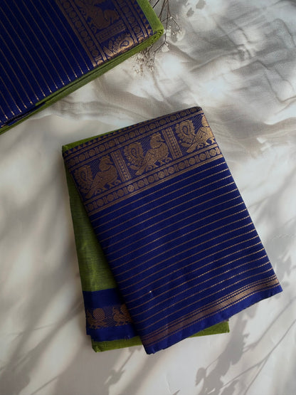 Kanchi cotton saree with zari lines border