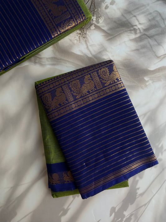 Kanchi cotton saree with zari lines border