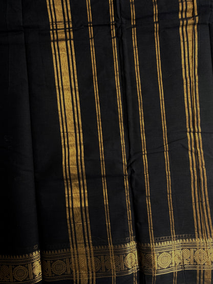 Kanchi cotton saree with zari weaves black