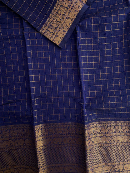Kanchi cotton saree with zari kattam & grand pallu