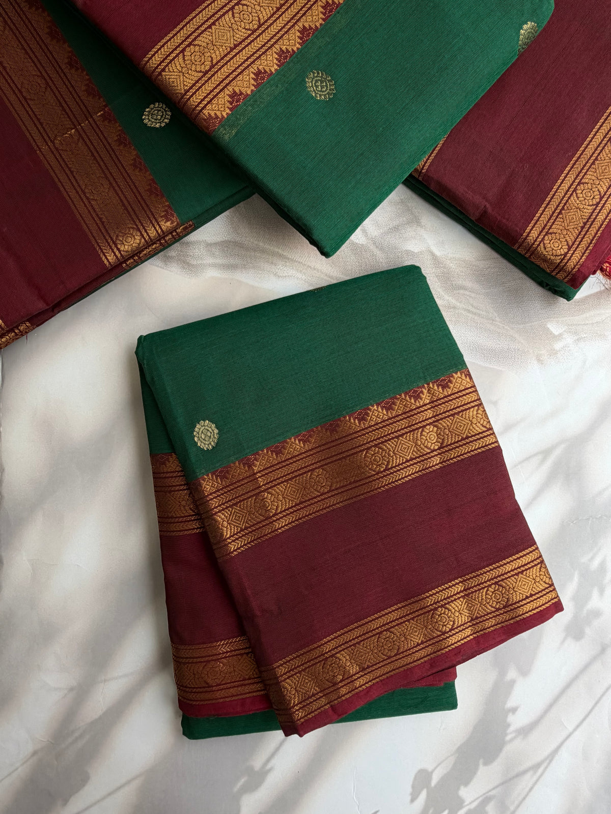 Kanchi cotton saree in butta weaves & grand pallu